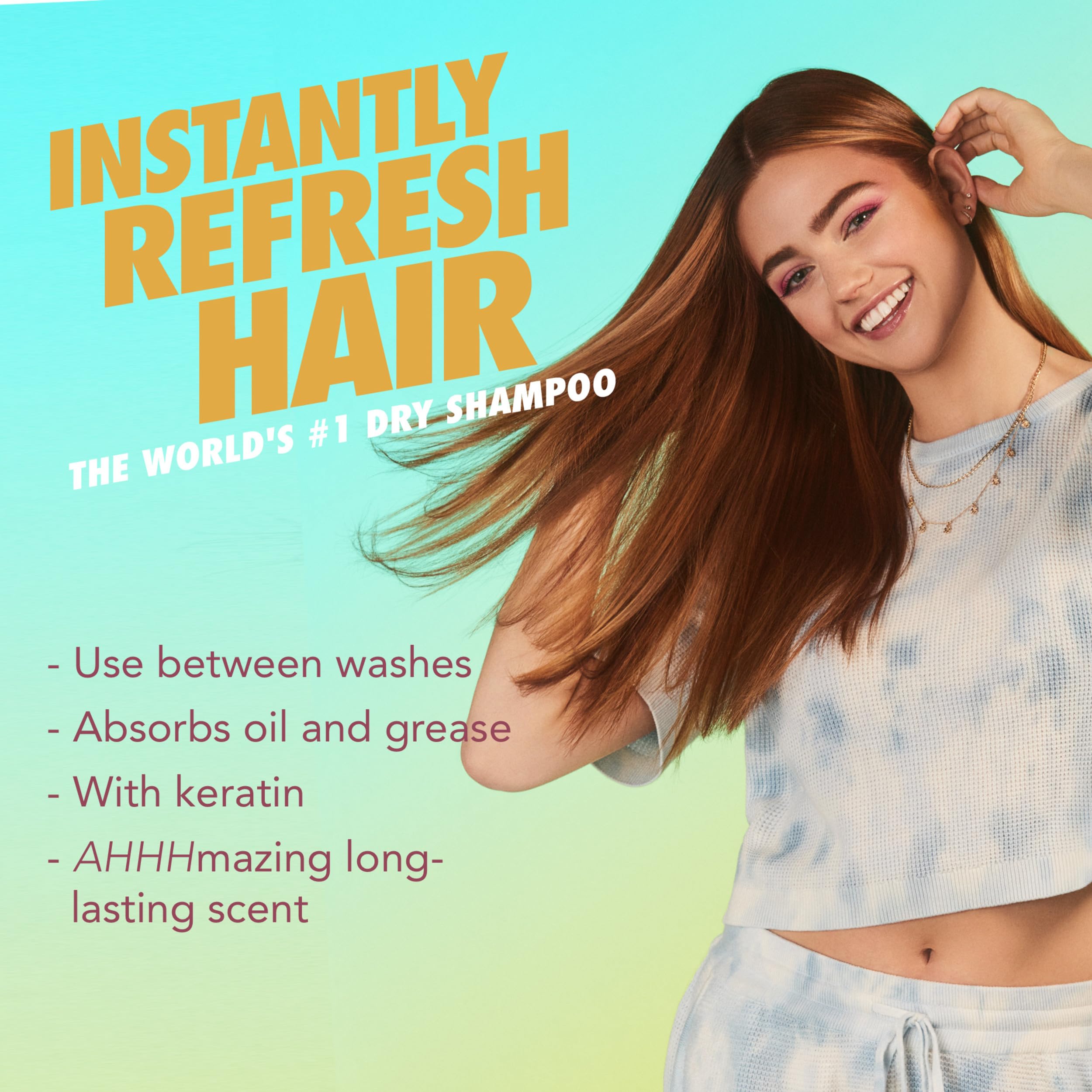 Batiste Brilliant Blonde dry shampoo waterless formula for on-the-go use.
