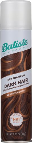 Batiste Dark Dry Shampoo spraying application demonstrates easy on-the-go refresh
