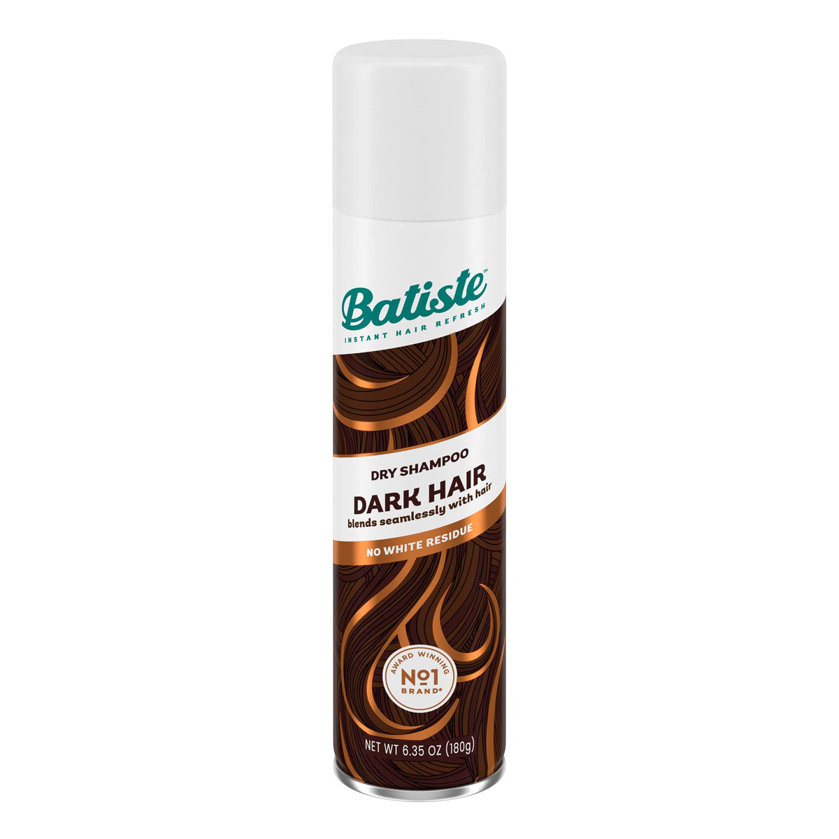Batiste Dark Dry Shampoo bottle closeup showing quick root refresh for busy mornings