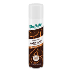 Batiste Dark Dry Shampoo bottle closeup showing quick root refresh for busy mornings