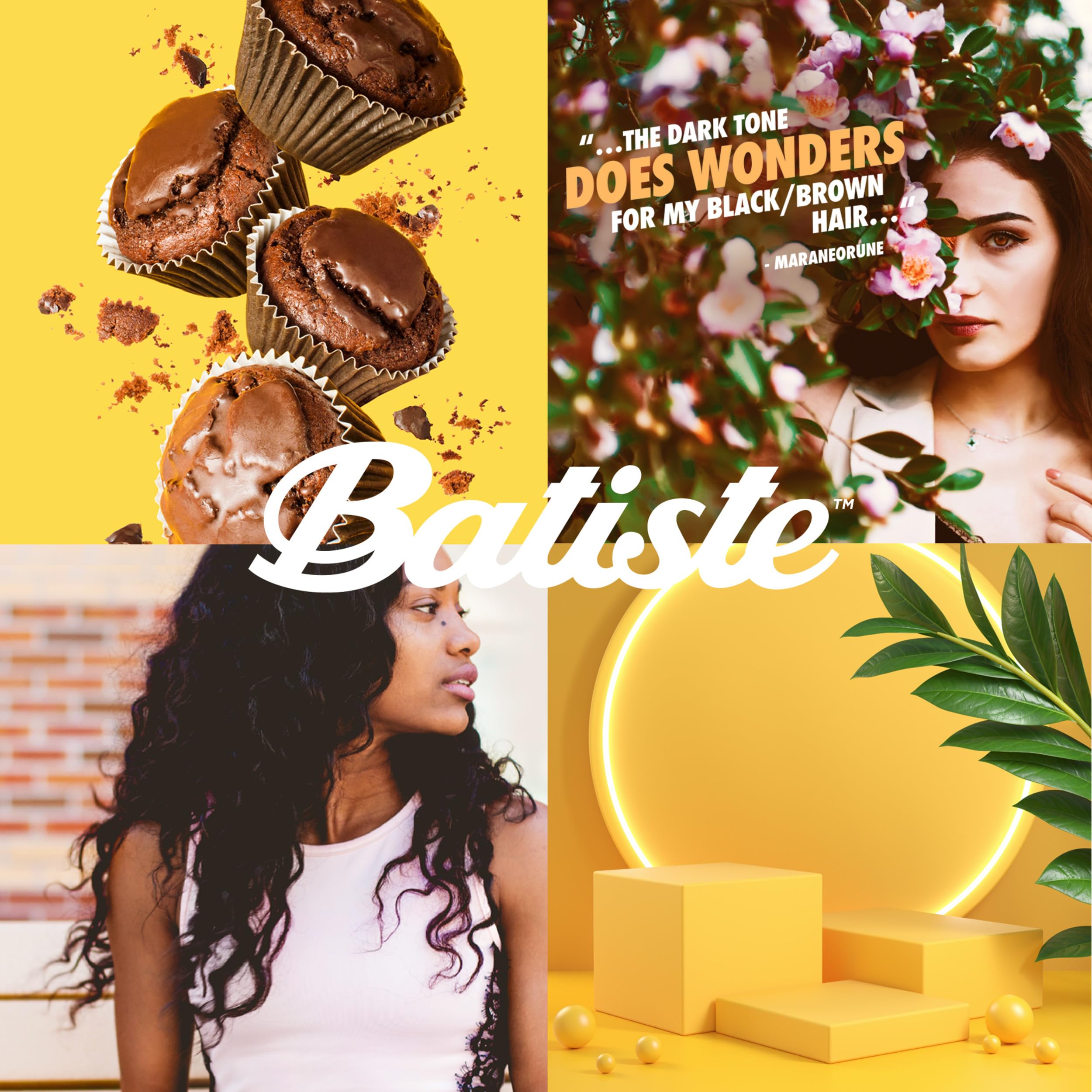 Batiste Dark Dry Shampoo hair demo showing natural finish.