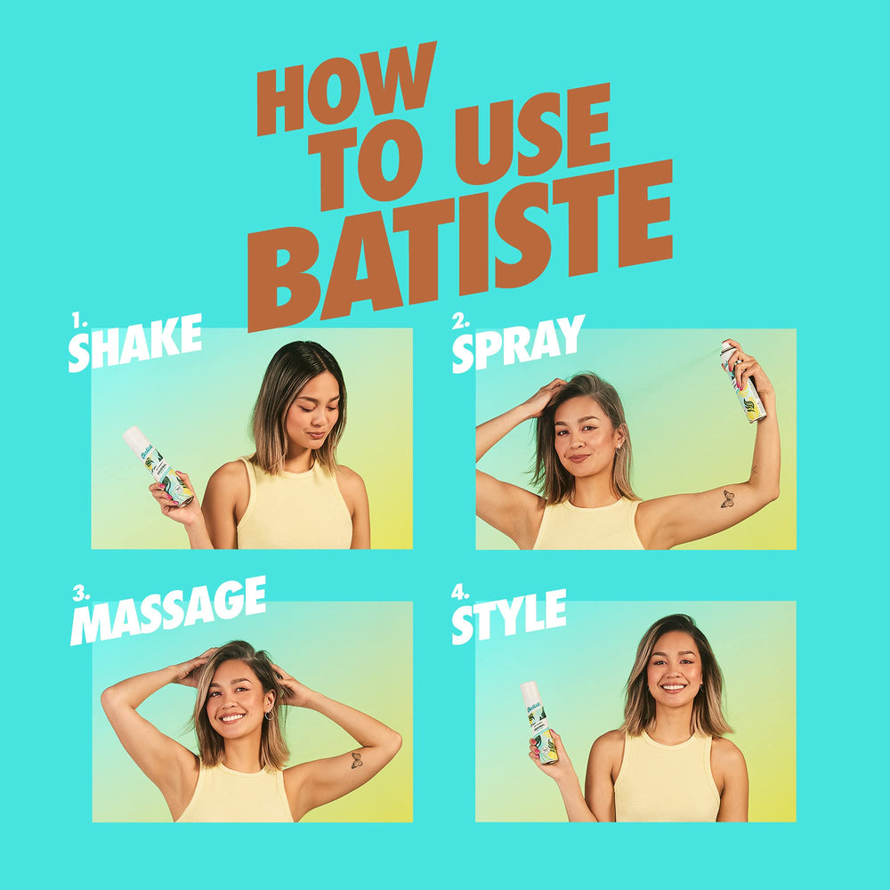 Batiste Dark Dry Shampoo no-white-residue feature blends with dark hair naturally