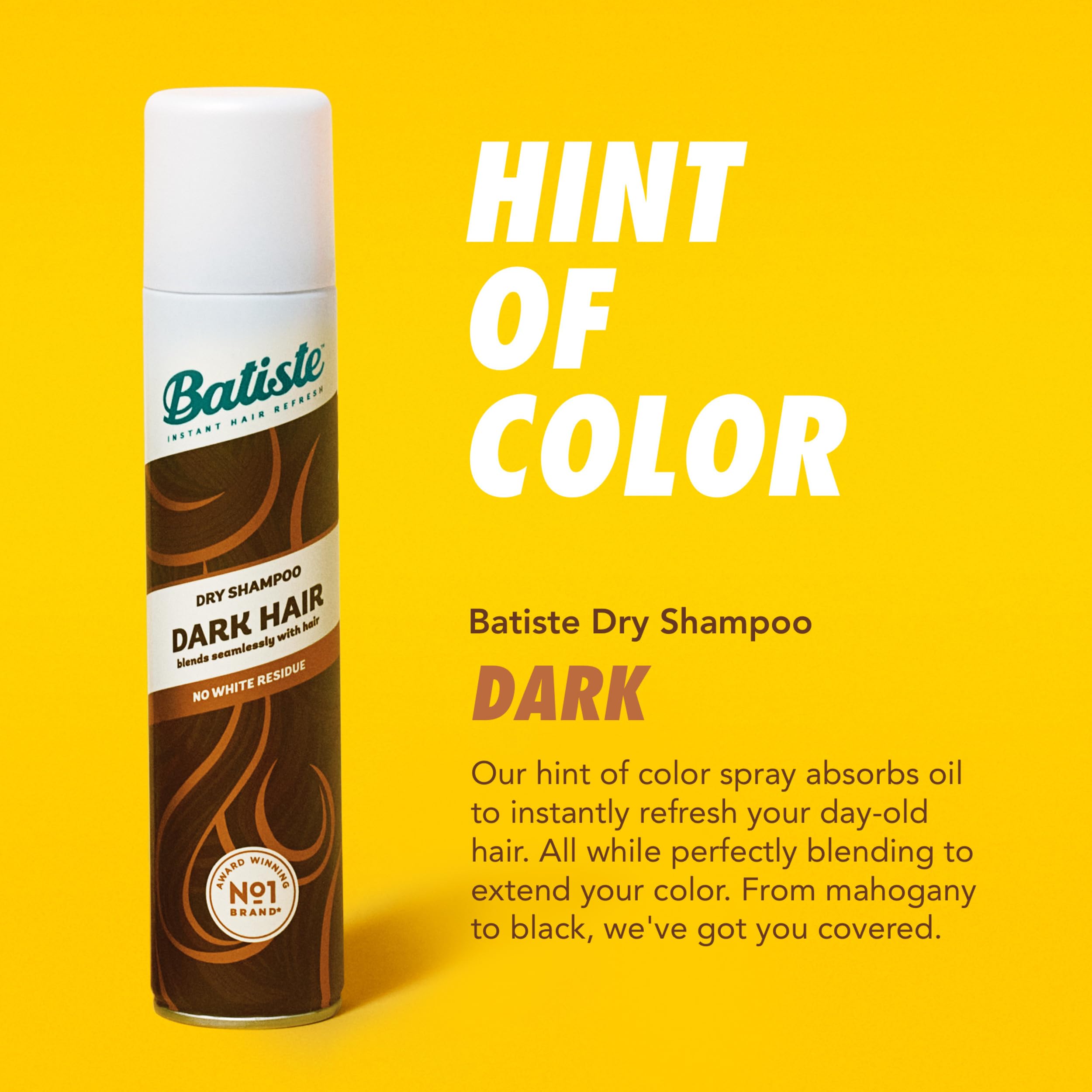 Batiste Dark Dry Shampoo oil absorption close-up on hair roots.