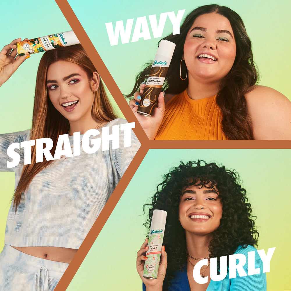 Batiste Dark Dry Shampoo texture and volume boost on hair.