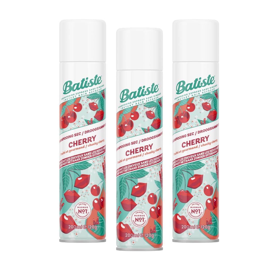 Batiste Dry Cherry 3-pack bottle-front for instant refresh between washes.
