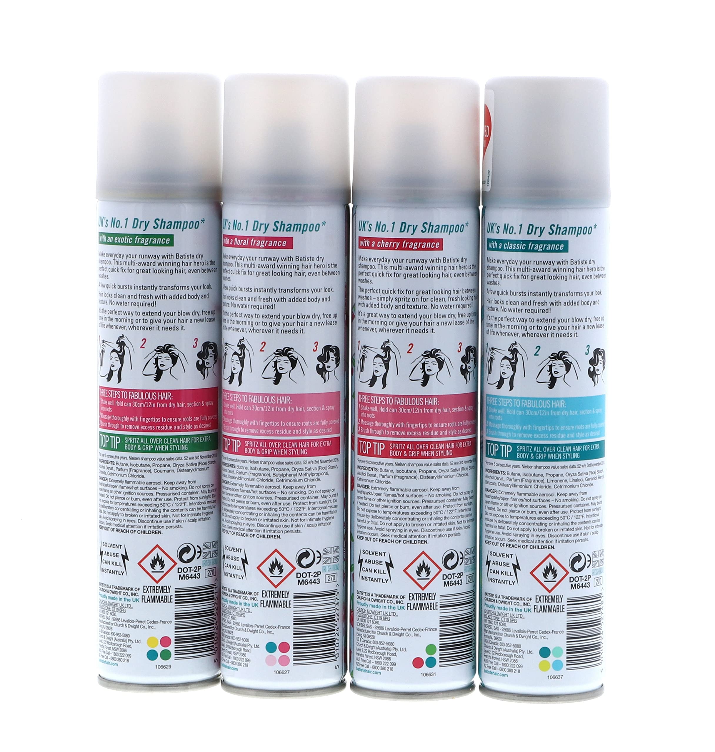 Batiste Dry Shampoo application in hand showing fast oil absorption