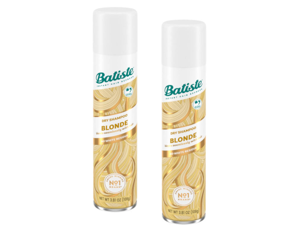 Batiste Brilliant Blonde dry shampoo bottle front refreshes hair between washes