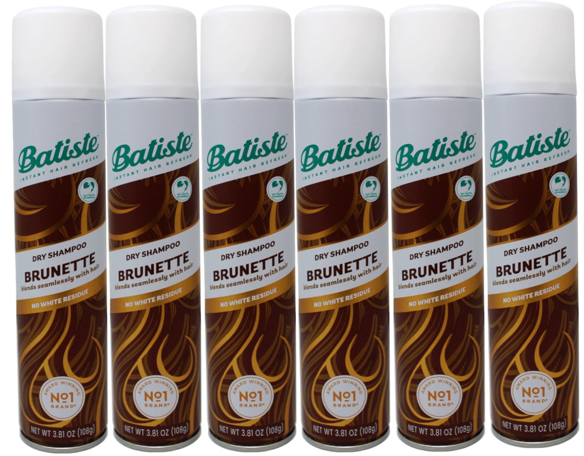 Batiste dry shampoo brunette 6-pack bottles front refreshes dull roots between washes