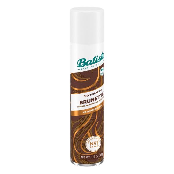 Batiste dry shampoo brunette packaging setup shows easy on-shelf display for quick refresh