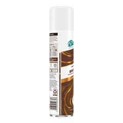 Batiste dry shampoo brunette spray application demonstrates convenient mist for oil control