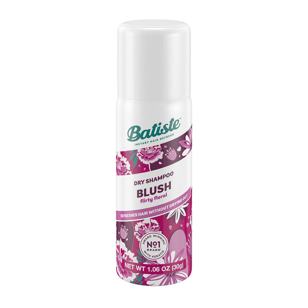 Batiste Floral & Fruity Blush spray can in use for quick lift