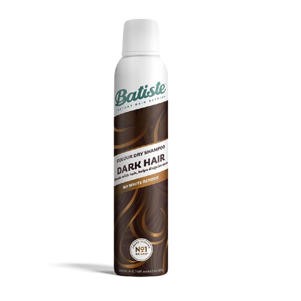 Batiste Dry Shampoo Plus en tono oscuro, botella para retoques entre lavados.