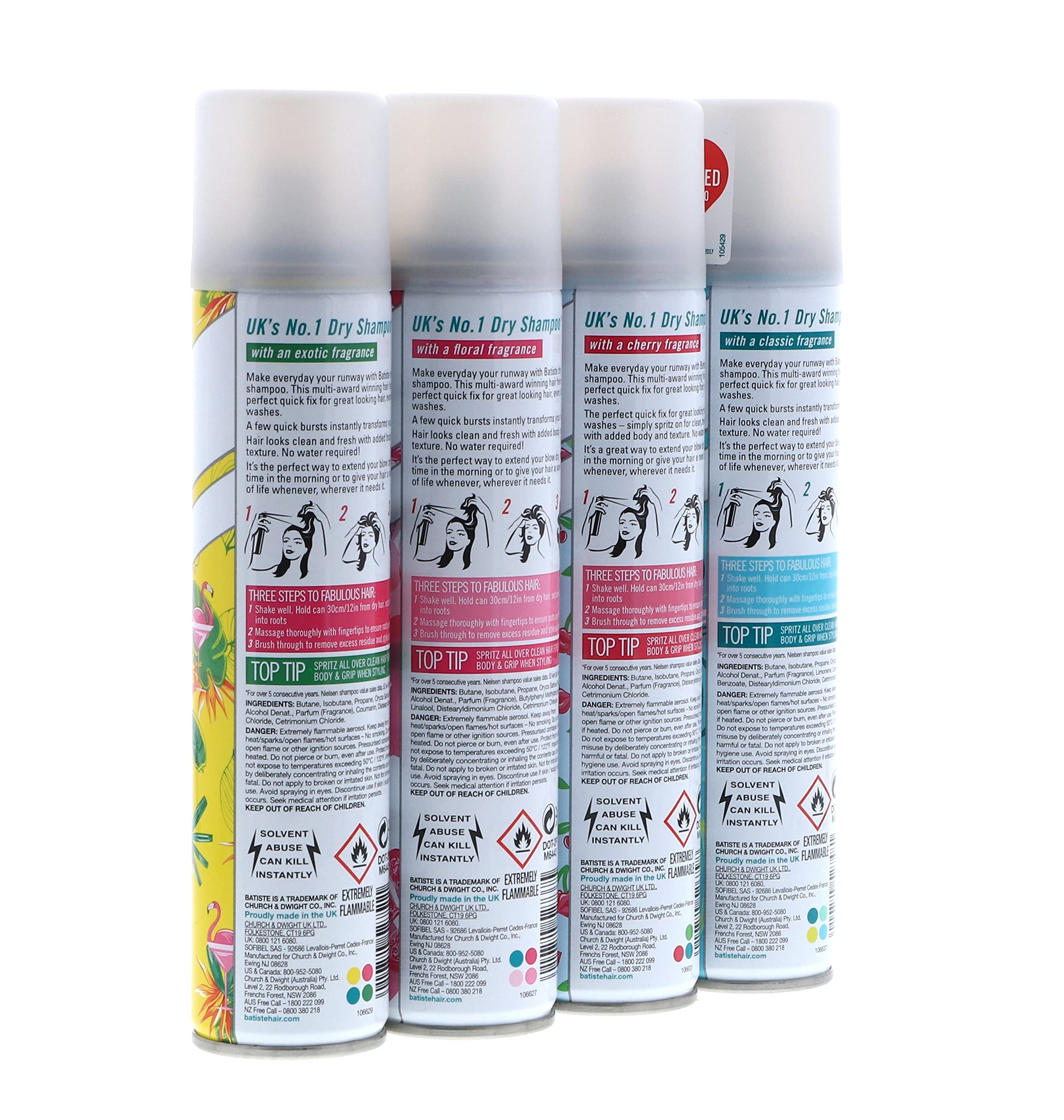 Batiste Dry Shampoo Tropical can with coconut scent for quick lift