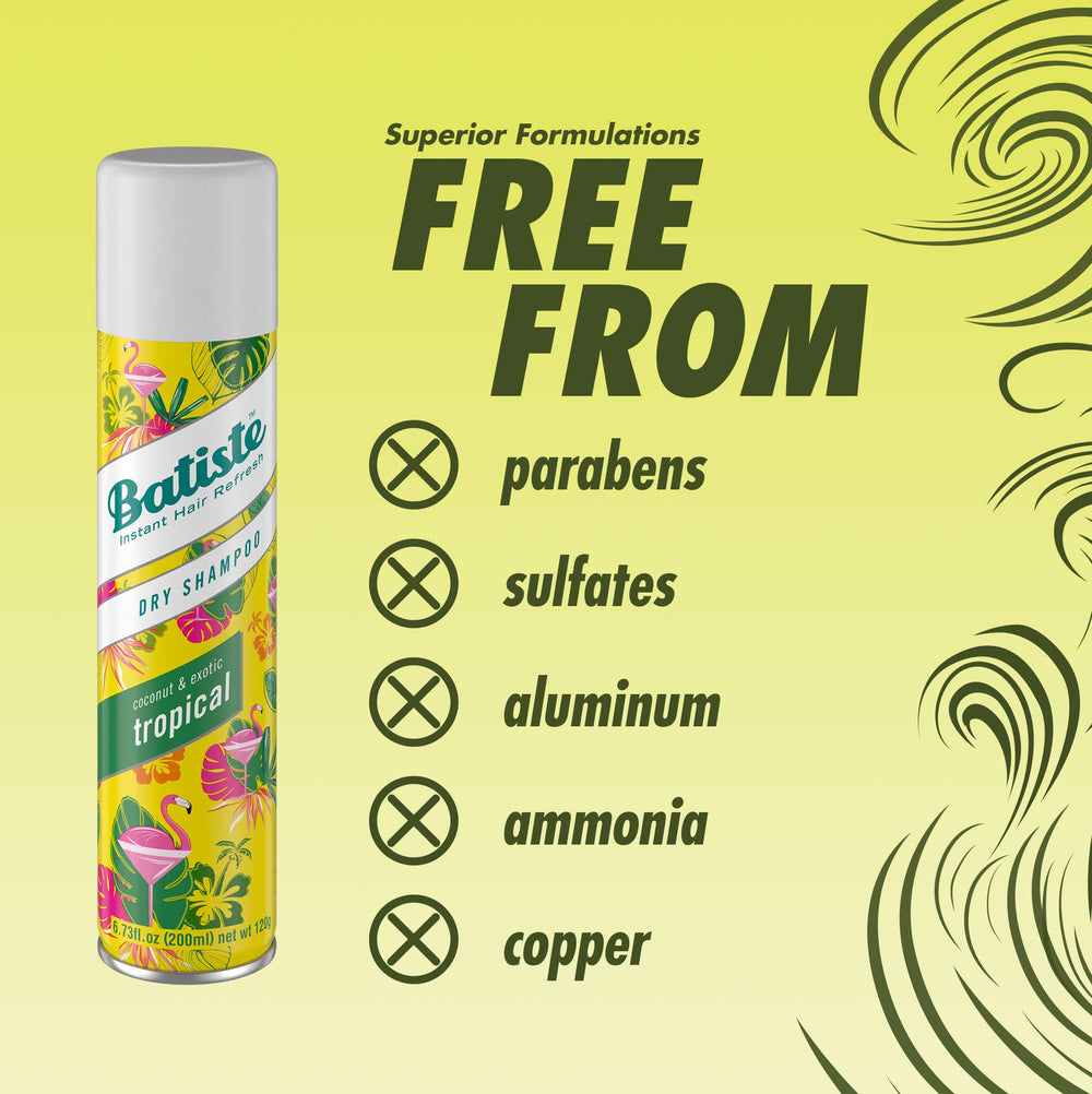 Batiste Tropical Dry Shampoo scent-notes coconut vanilla jasmine described