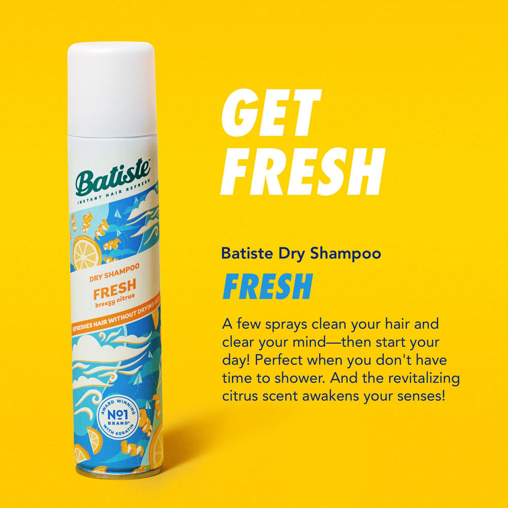 Batiste Fresh Dry Shampoo fragrance blends orange blossom and jasmine.