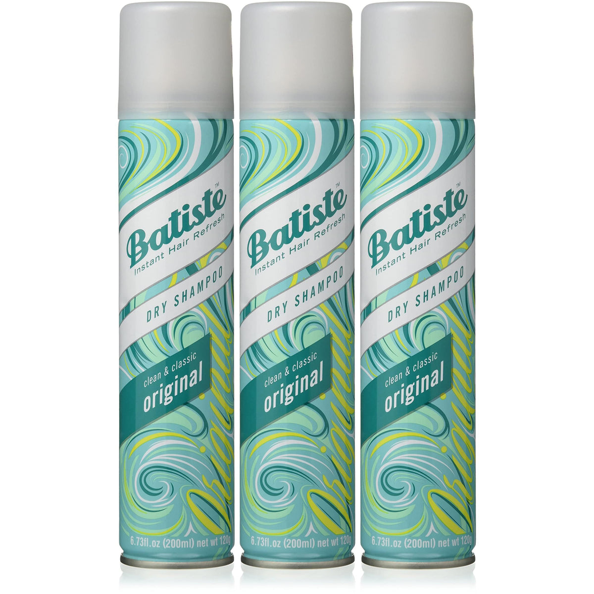 Batiste Original Dry Shampoo bottle 3-pack front view for quick refresh.