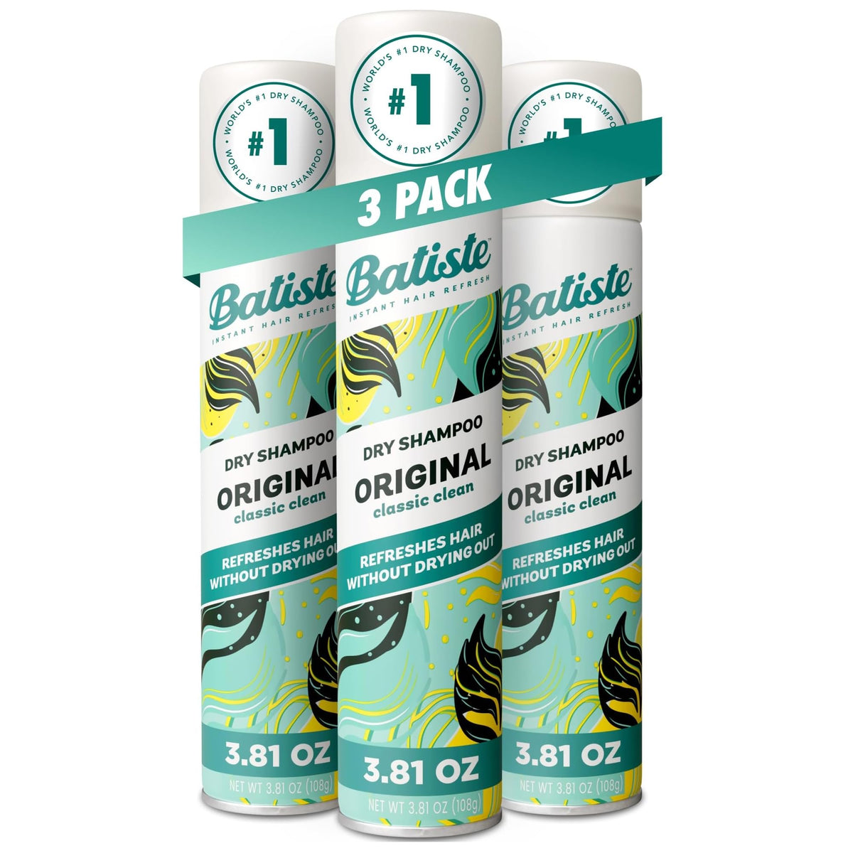 Batiste Original dry shampoo set packshot for quick refresh on busy mornings.