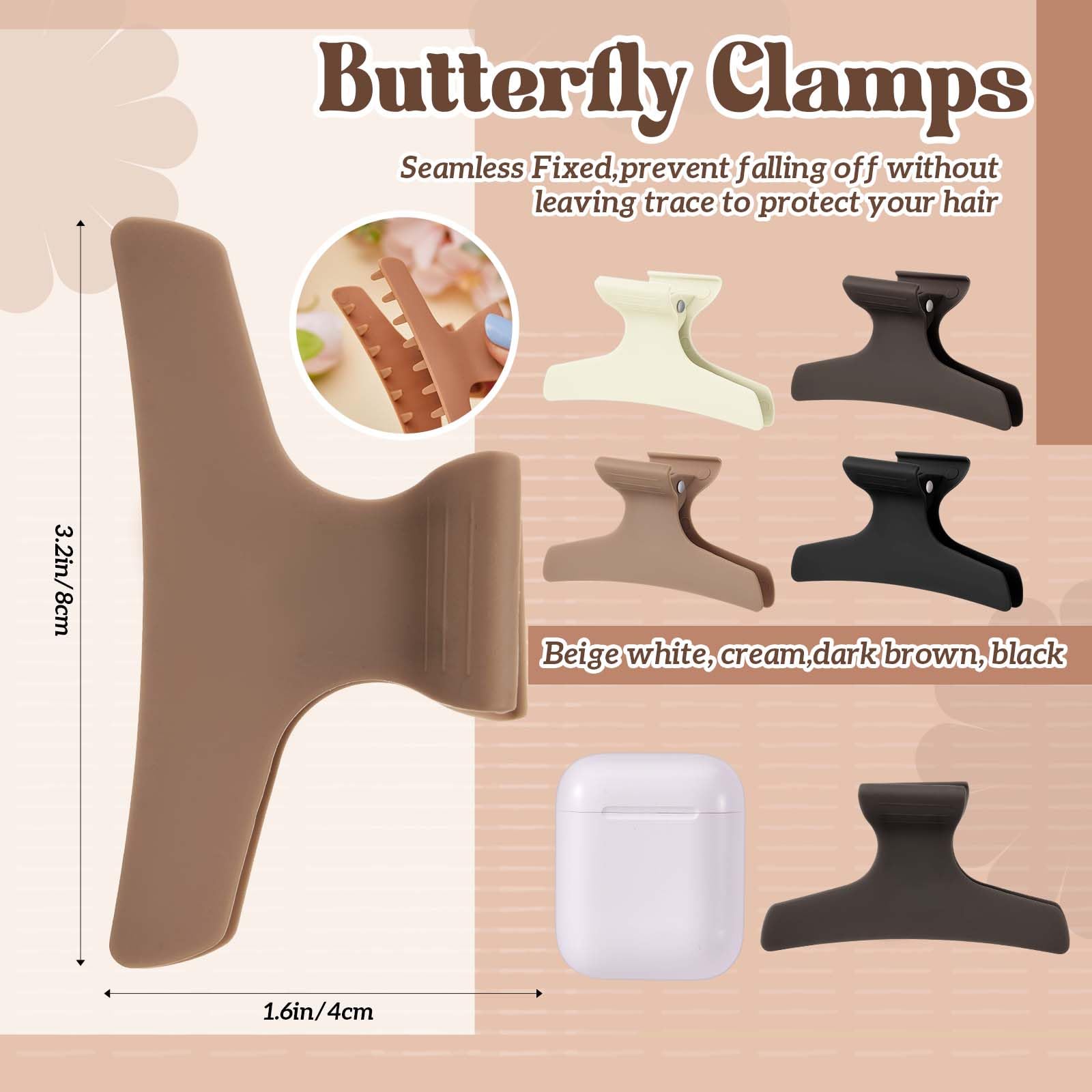 Batiyeer butterfly hair clips 12-piece display for salon-ready styling.