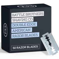 Battle Brothers Shaving Co USA-made blades pack with premium stainless steel for long-lasting sharpness.