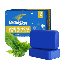 Battleskin antifungal soap bar closeup highlights tea tree oil benefits for skin comfort