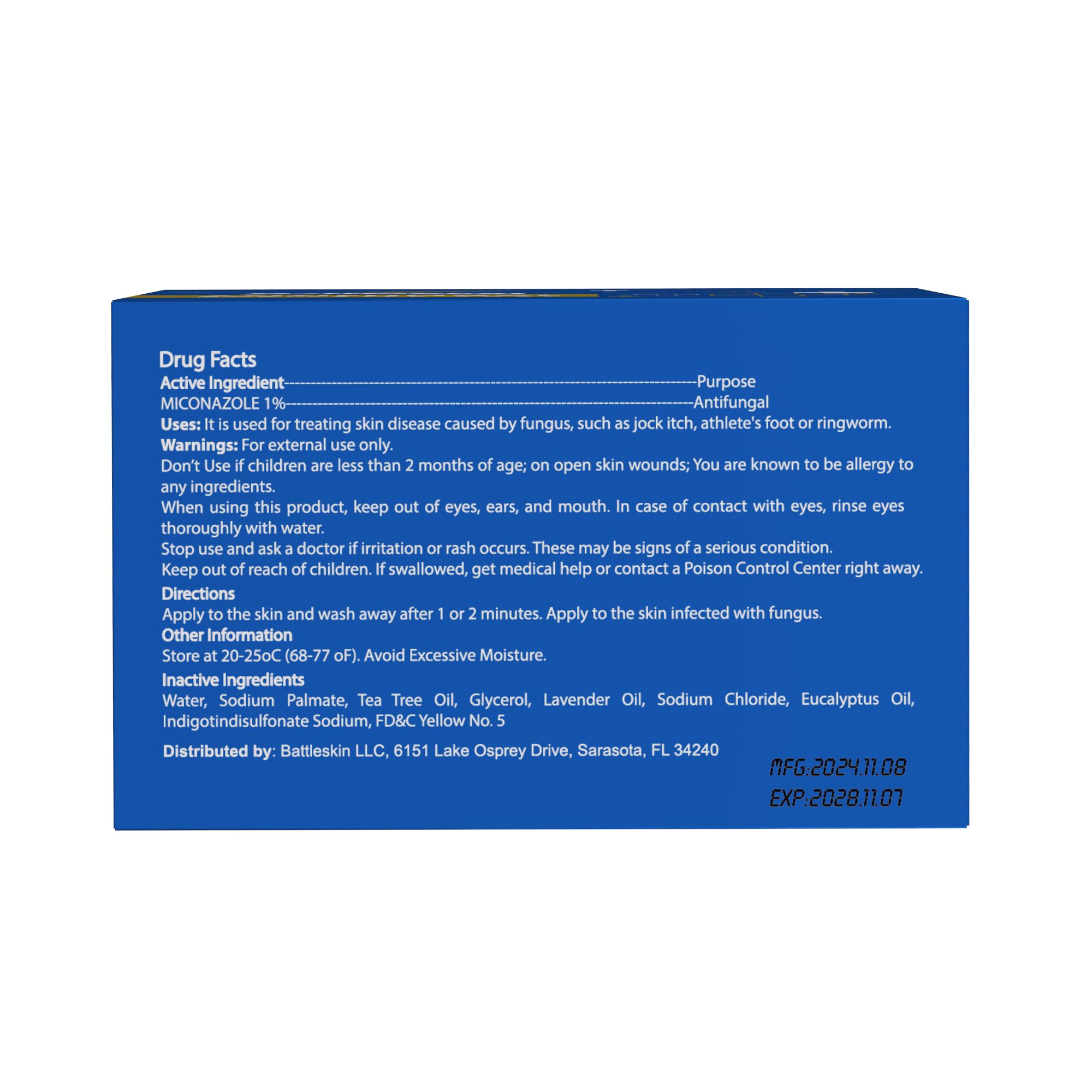 Battleskin two-piece packaging shows value and convenient routine