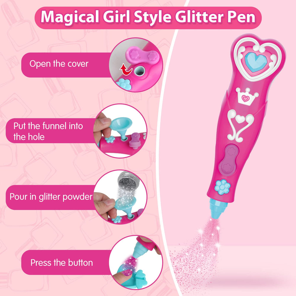 BATTOP glitter-pen-magic captures sparkly accents during nail art.