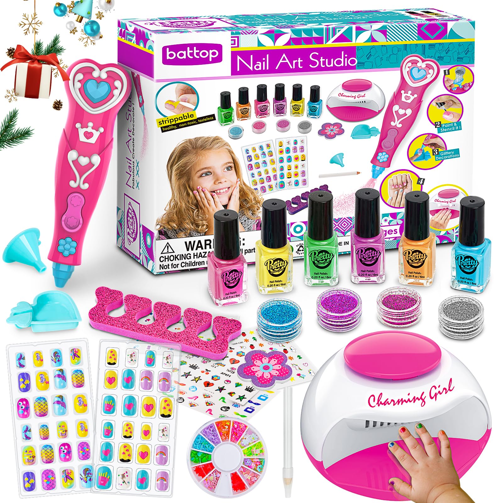 BATTOP Kids nail-art-kit-dryer helps quick dry for playful mani sessions.