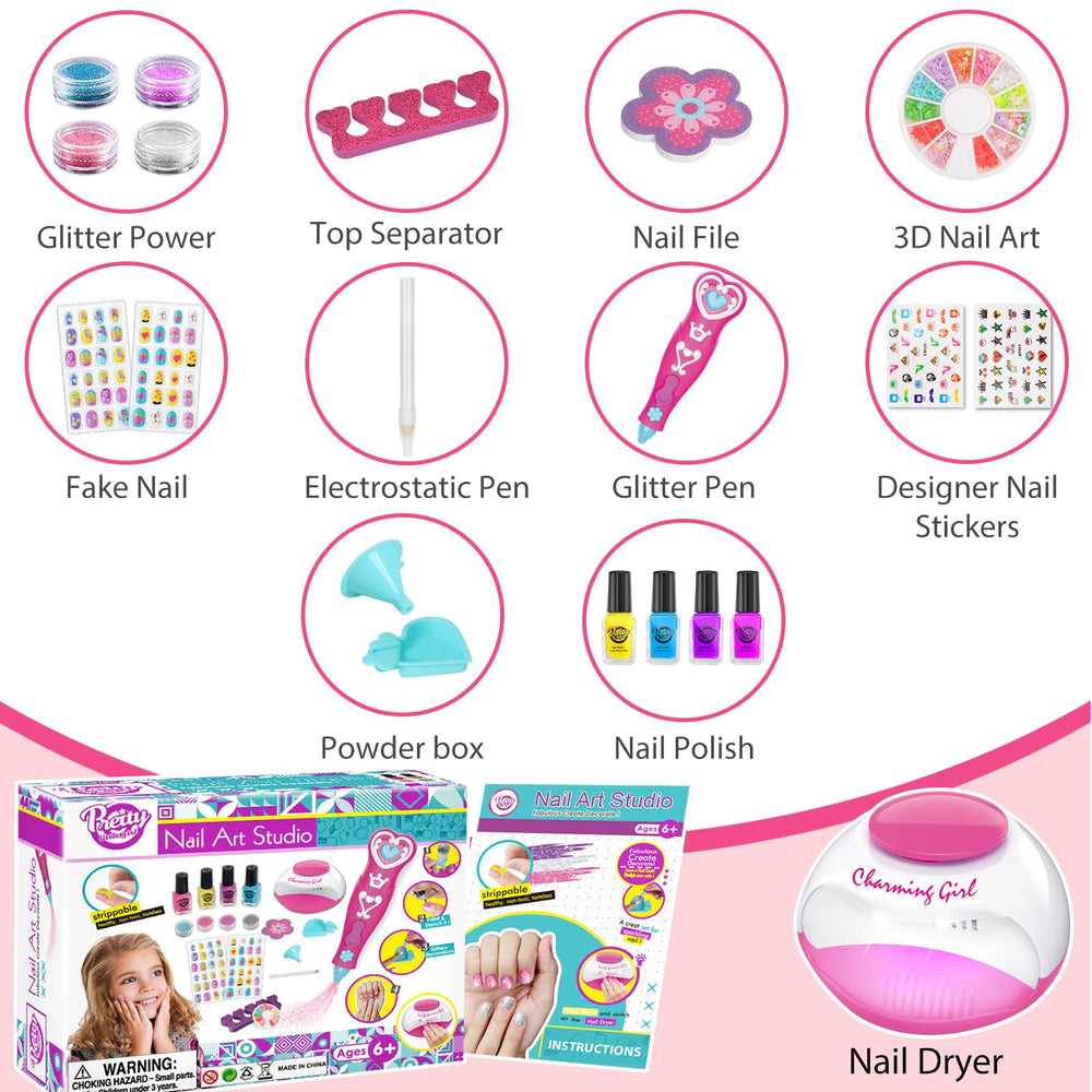 BATTOP nail-dryer-in-action demonstrates safe, kid friendly drying between steps.