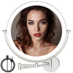 Batuso 10-inch wall-mounted makeup mirror with LED light for precise makeup