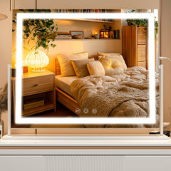 Batuso vanity mirror front view with LED lighting for precise makeup application.