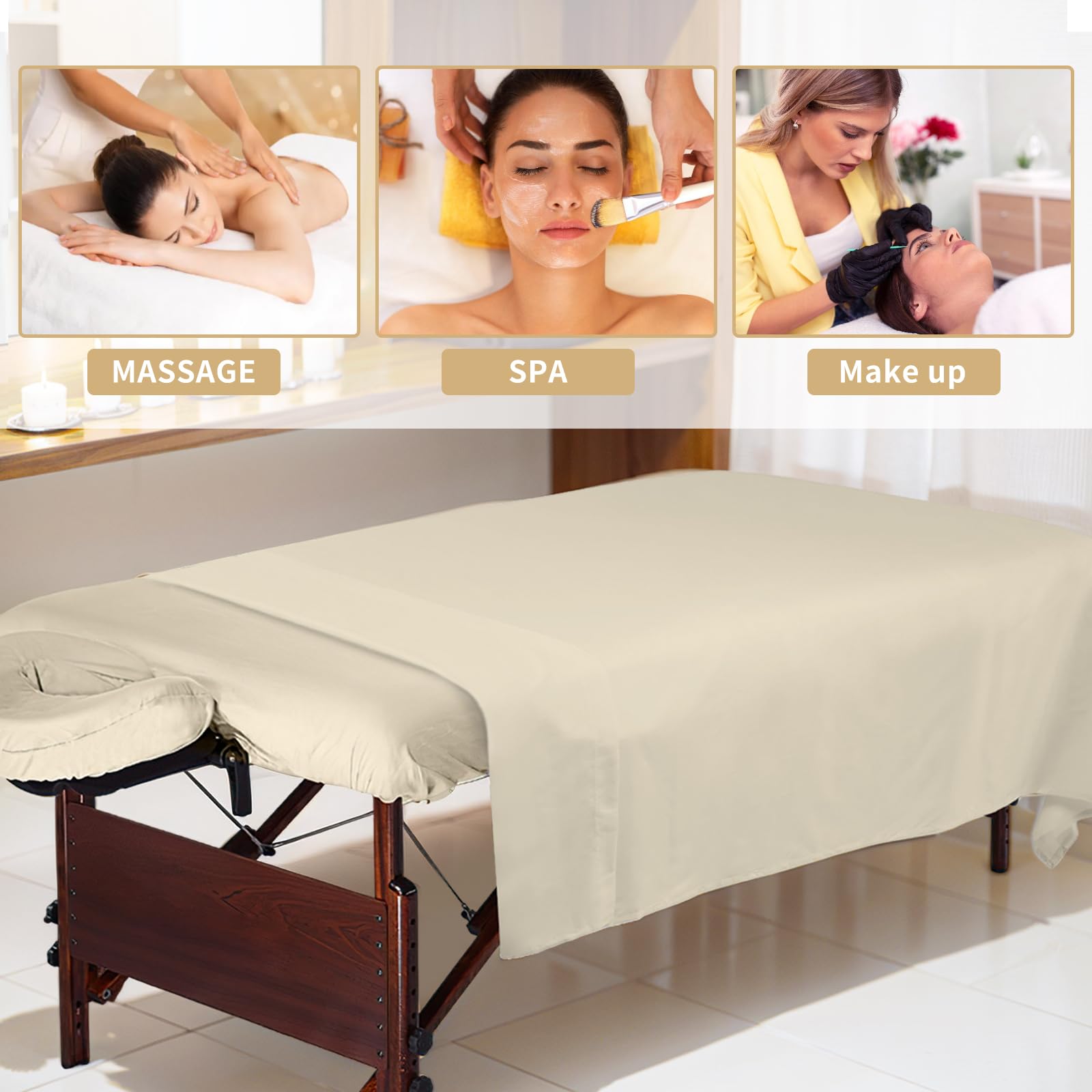 Bavlesfuire easy-care washable sheets in beige for quick cleanup.