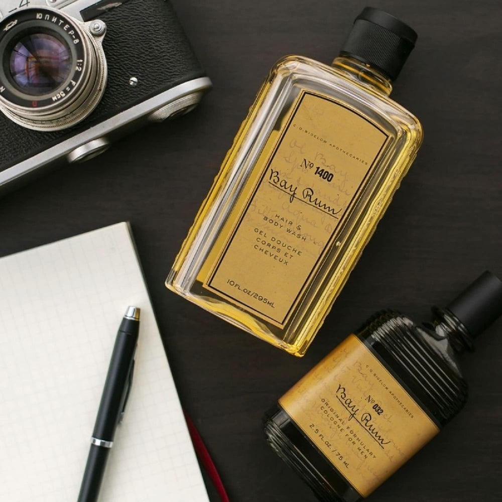 Bay Rum Cologne dry-down reveals sandalwood and cedar for a refined finish.
