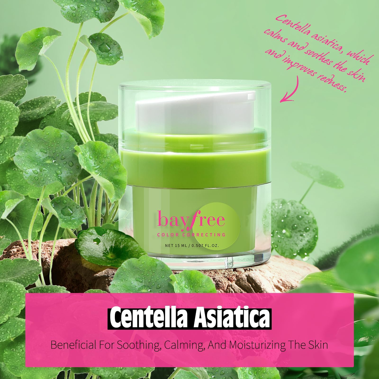 bayfree Cica Tiger Grass Color Correcting Treatment texture closeup suggests hydrating, long-wearing finish