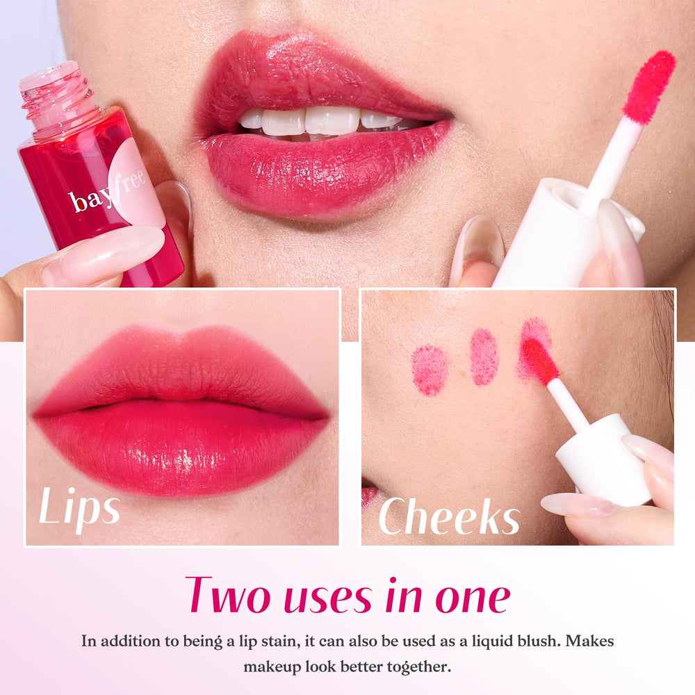 Bayfree lip stains double as a liquid blush for cheeks.