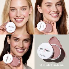 bayfree Multi Glow Balm cheek application demonstrates buildable color for natural blush