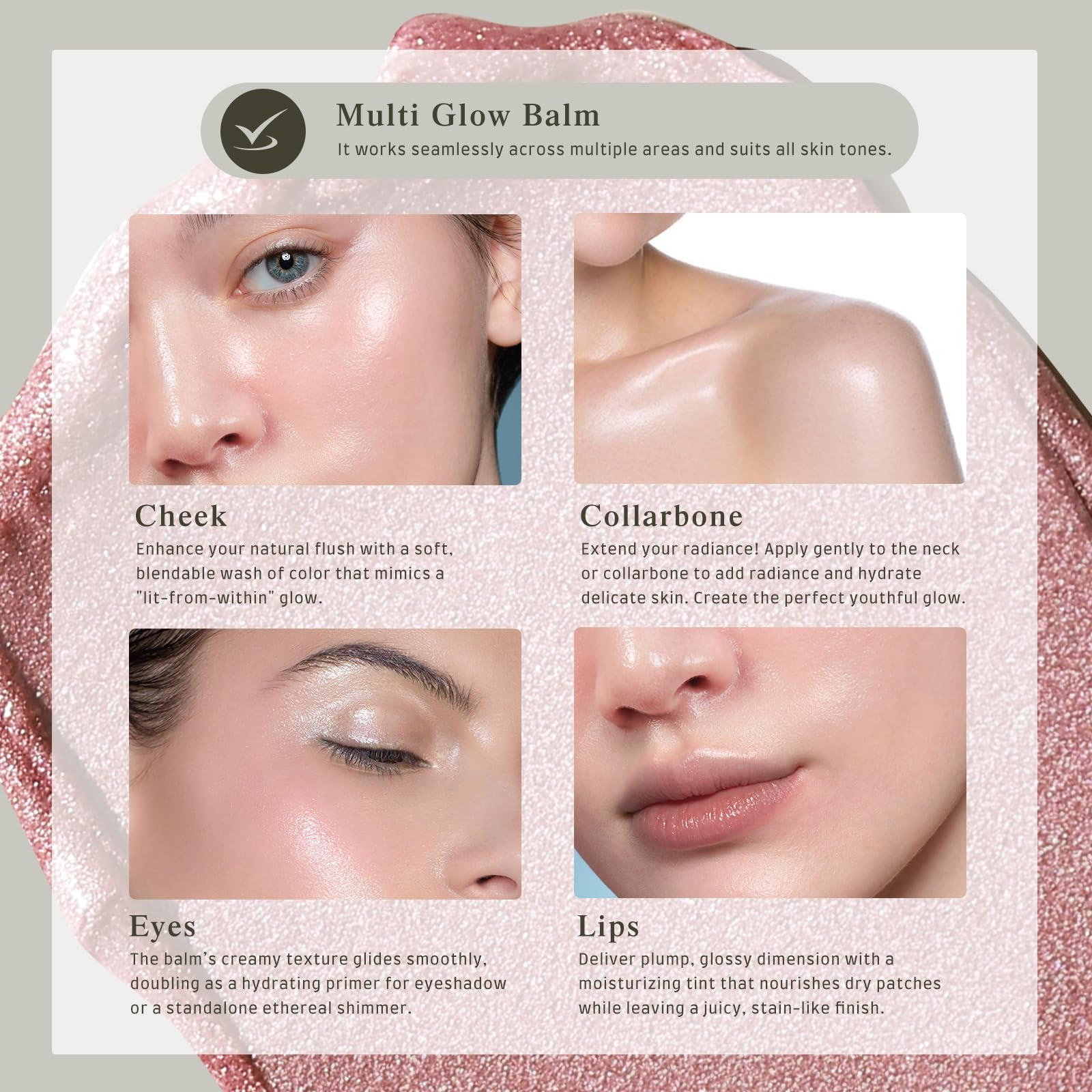 bayfree Multi Glow Balm coconut-oil texture photo highlights softening of skin