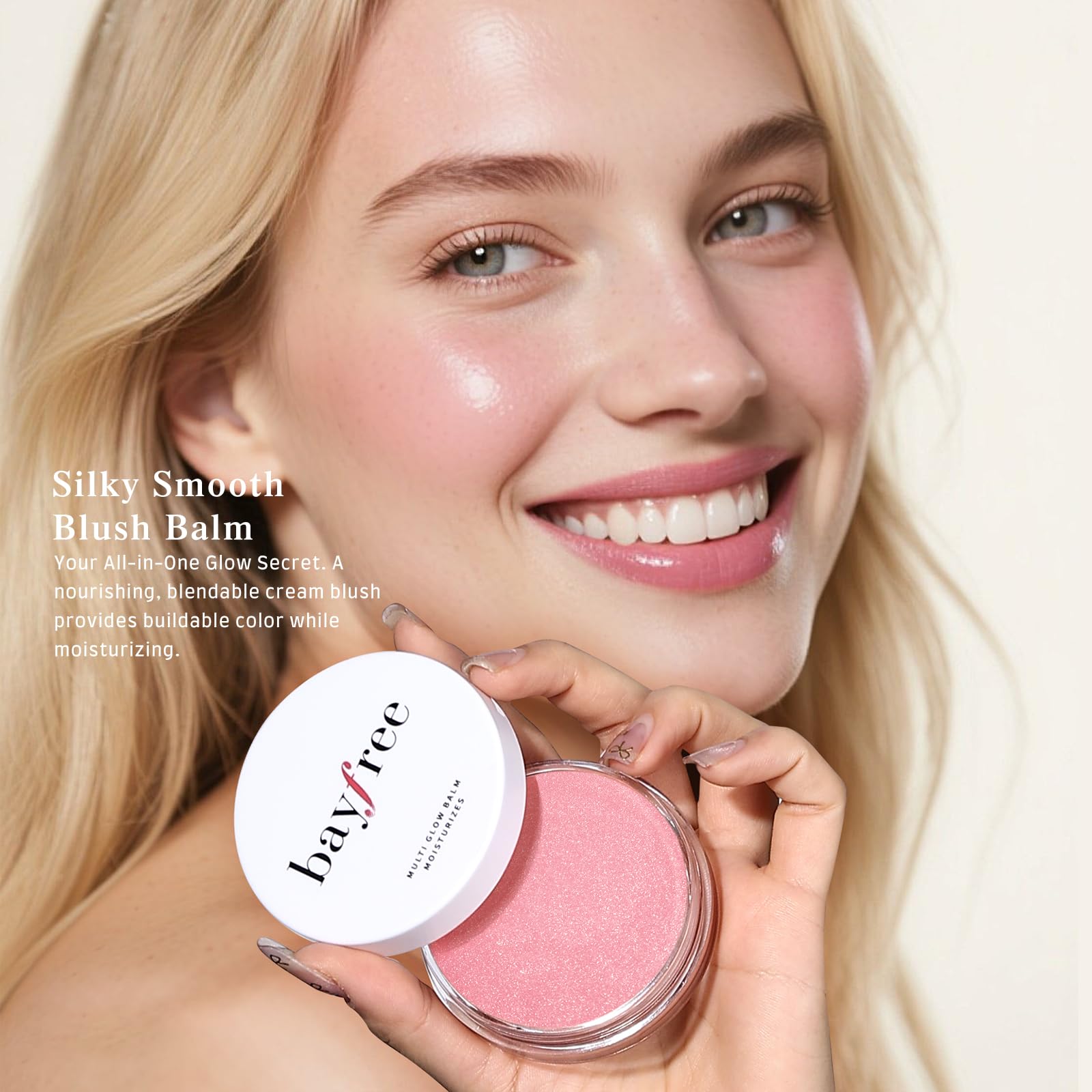 Open compact reveals creamy texture and Peony Garden shade