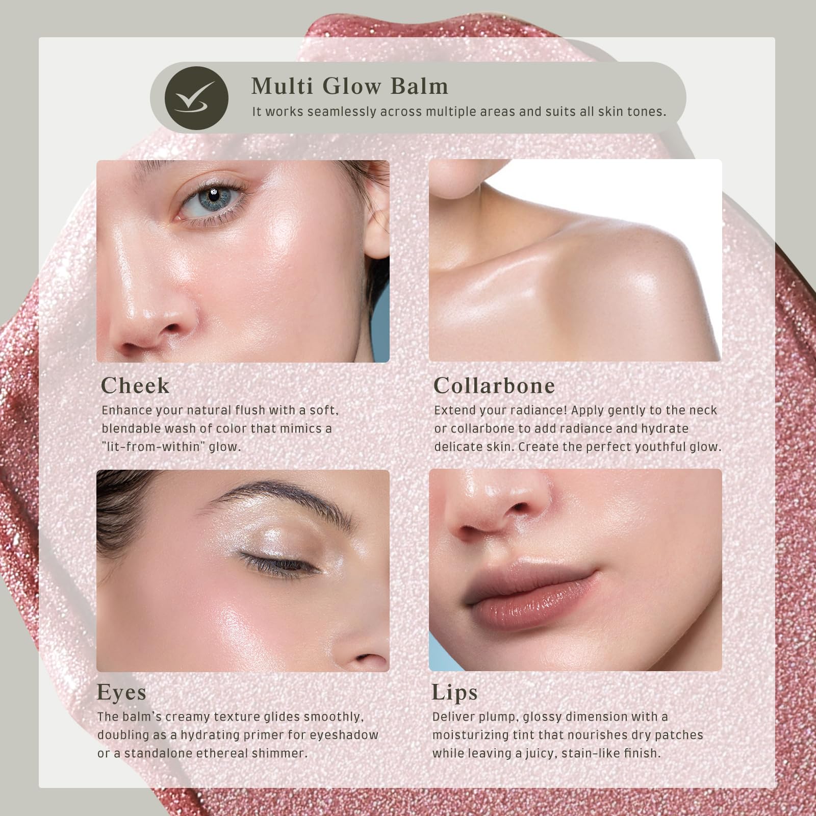 Bayfree Multi Glow Balm skin-tone glow on diverse complexions.
