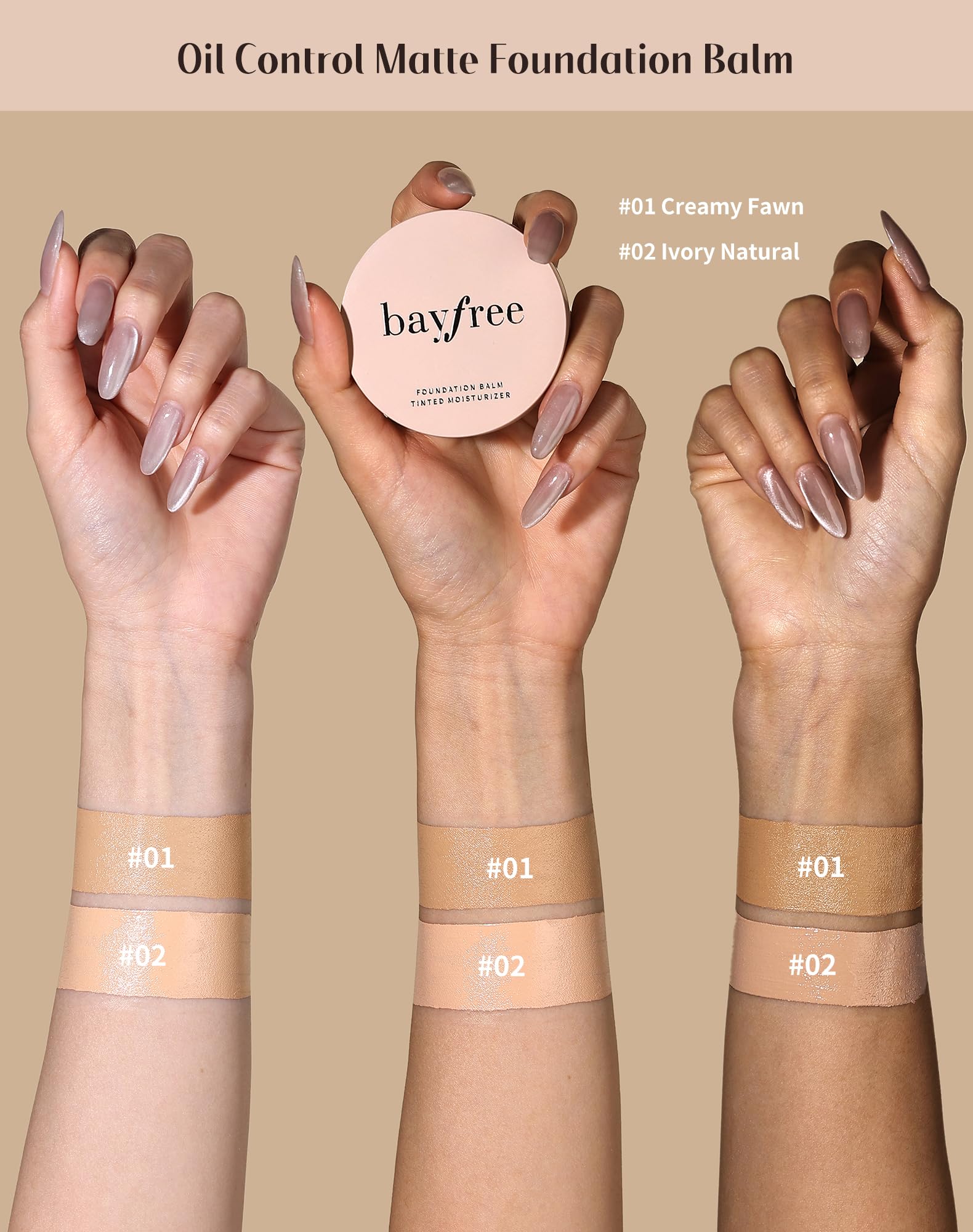 Bayfree tinted moisture foundation balm long-lasting finish delivers all-day radiance.