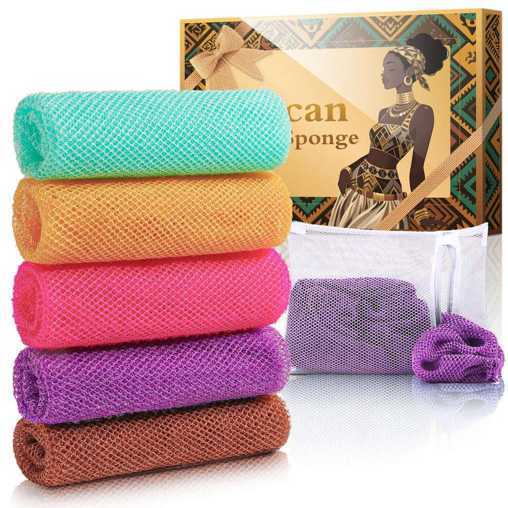 Baypearl African Net Sponge green pack offers colorful exfoliation and quick-dry hygiene.
