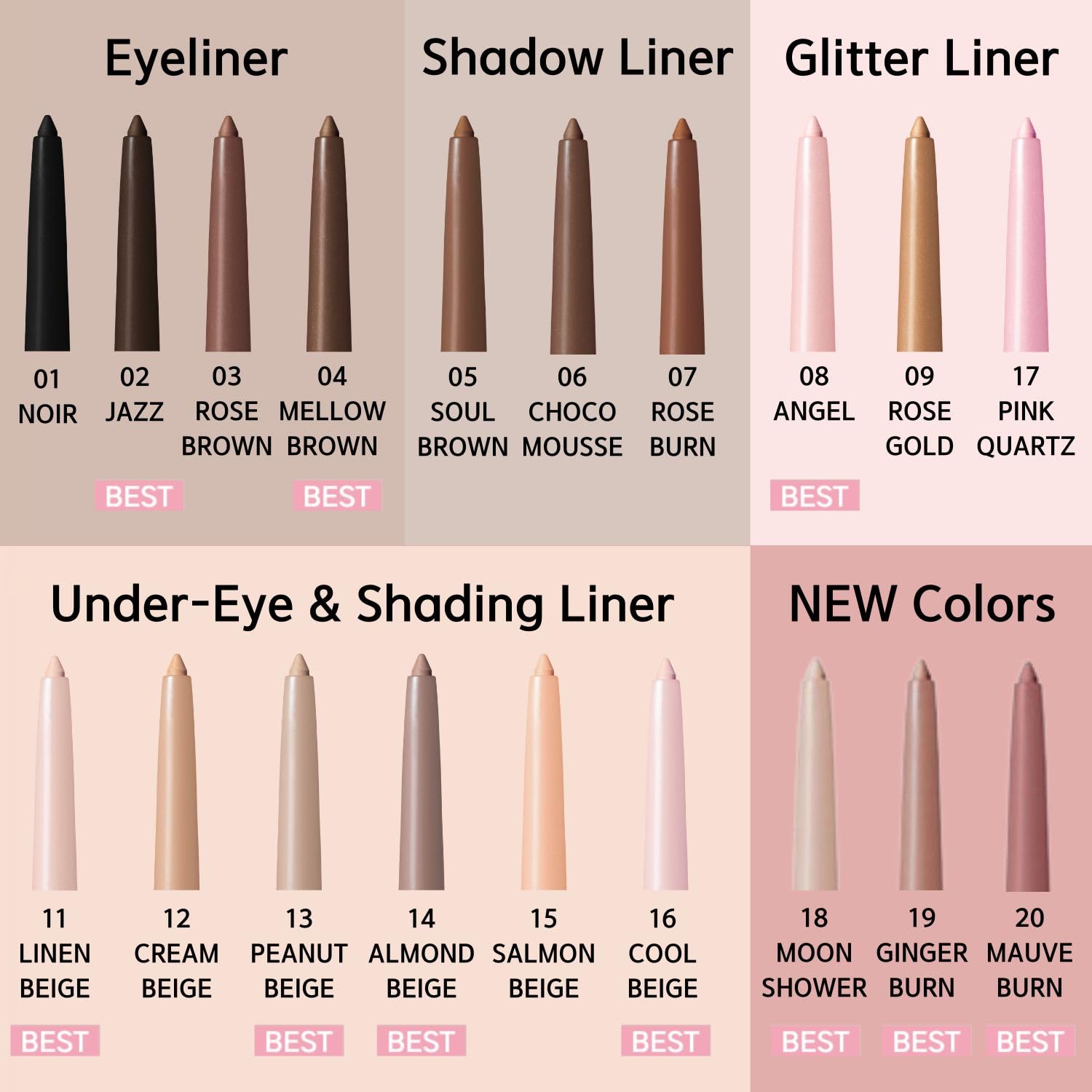BBIA Last Auto Gel Eyeliner glitter-shadow cap shows gentle blend and sparkle.
