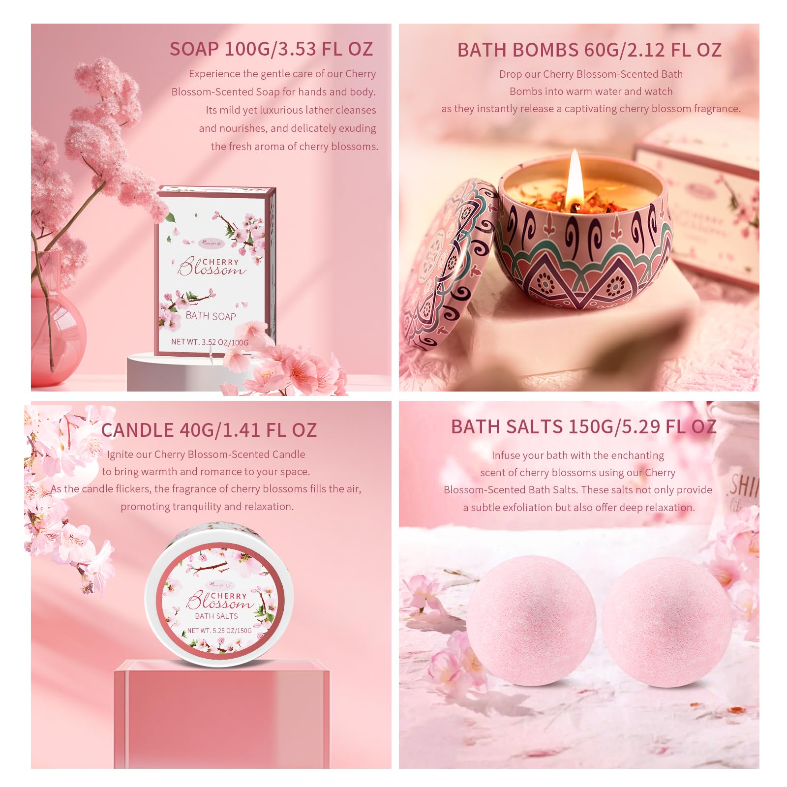 BBlove Japanese Cherry Blossom Bath Salts for a calming soak