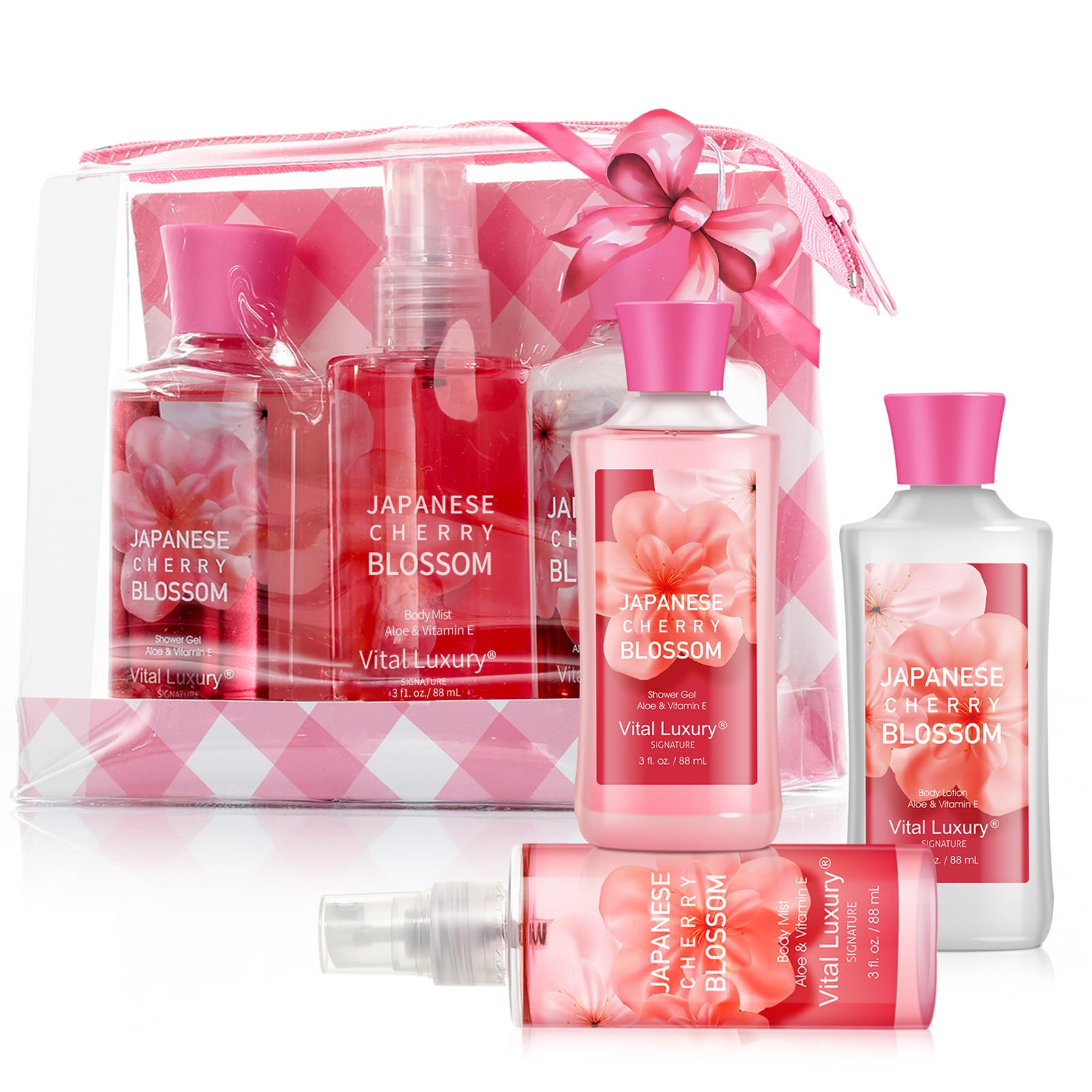 BBlove Japanese Cherry Blossom Shower Gel travel-size bottle for refreshing cleansing.