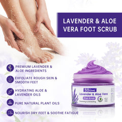 BBlove Lavender Sugar Scrub exfoliates rough areas for baby-soft feet.