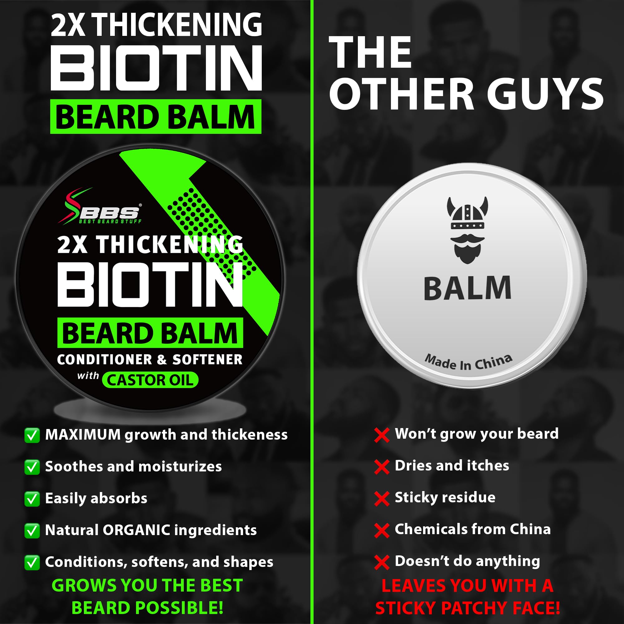 BBS Biotin Balm styling the beard with a natural hold.
