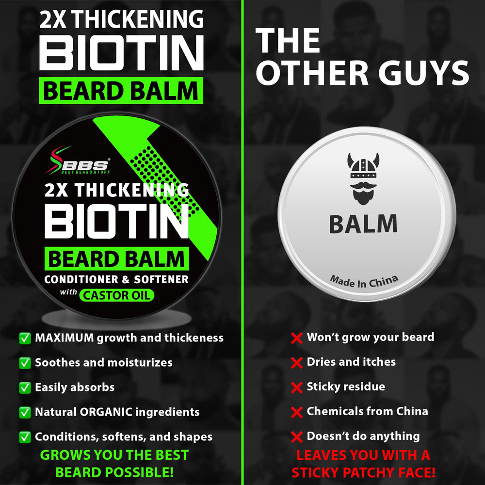 BBS Biotin Balm styling the beard with a natural hold.