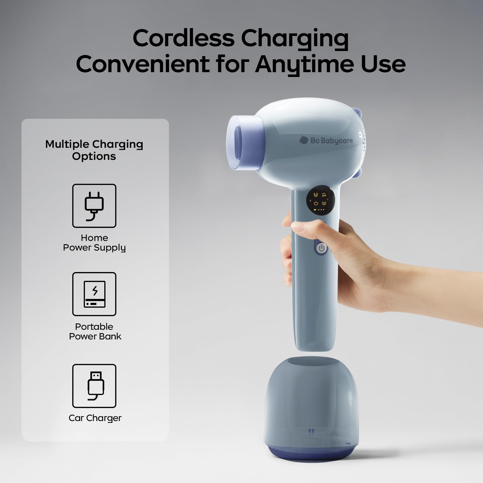 Bc Babycare Gentle Cordless Hair Dryer millions of negative ions for healthier hair.
