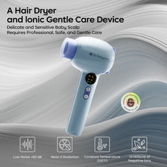 Bc Babycare Gentle Cordless Hair Dryer side view, portable for travel.