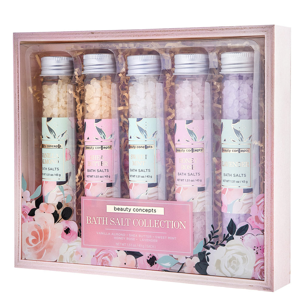 B.C. Beauty Concepts gift box presents the aromatherapy bath salts in a ready-to-gift package.