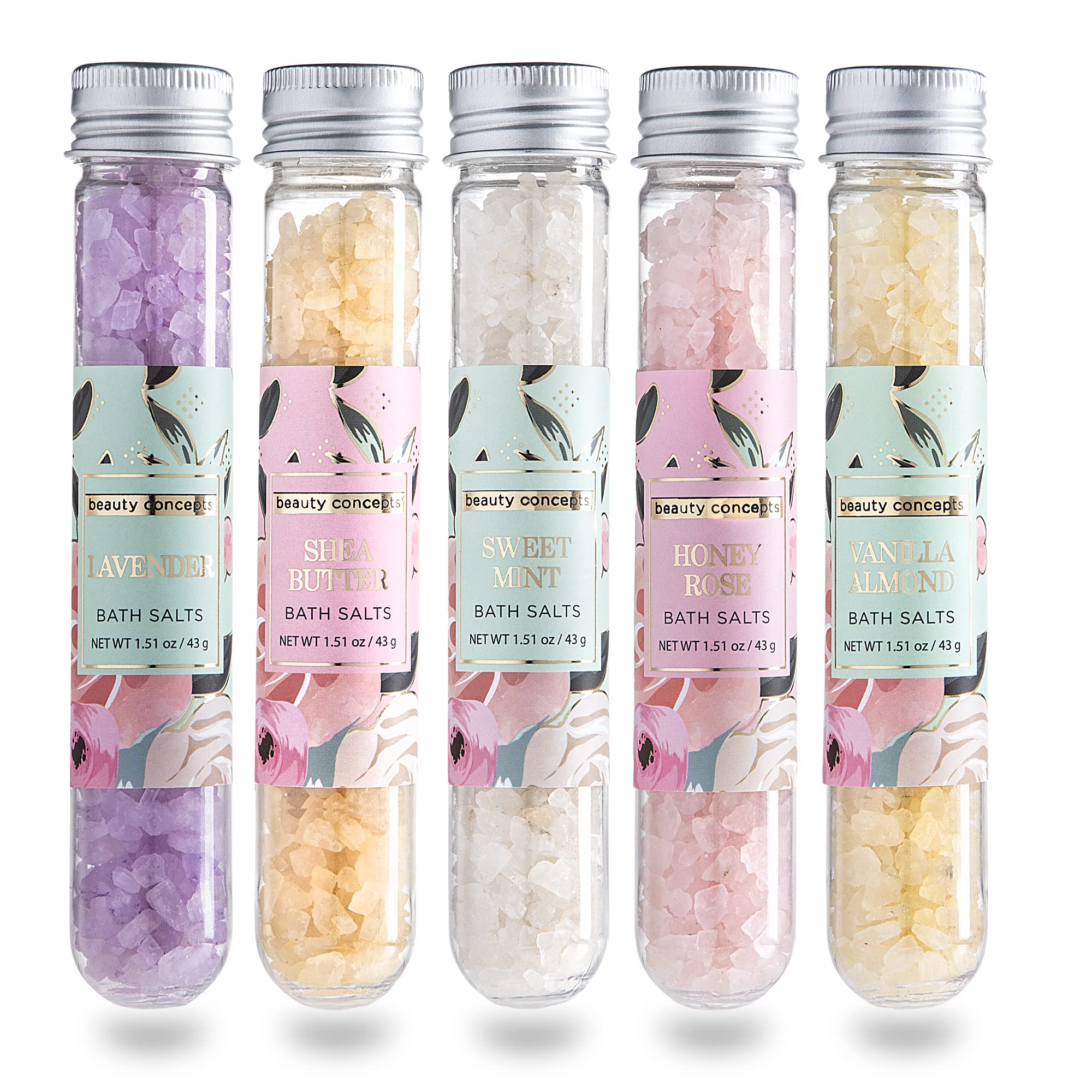 B.C. Beauty Concepts Vanilla Almond aromatherapy bath salts soothe tension and elevate mood during bath rituals.